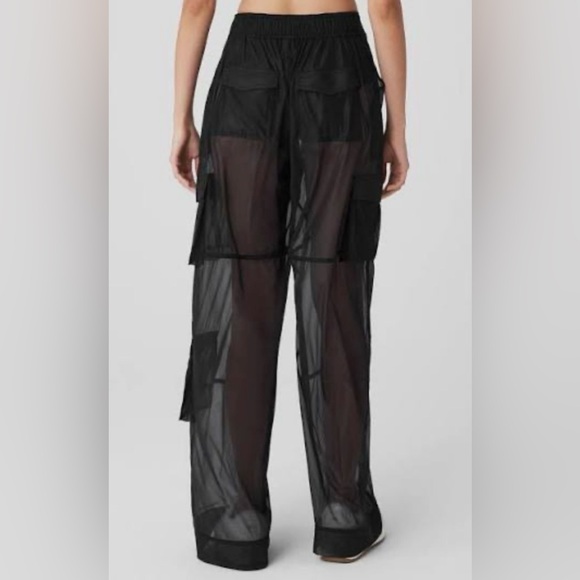 ALO Yoga Black Sheer Wide Leg Pants - Picture 2 of 10